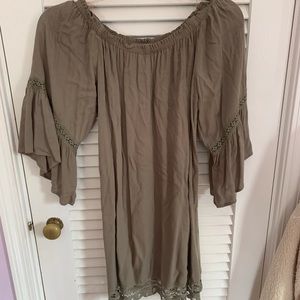 Off the shoulder army green dress